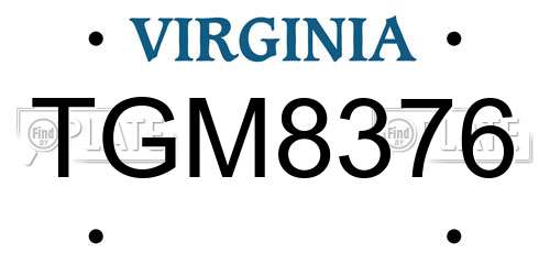 TGM8376 Virginia License Plate