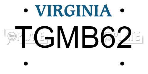 TGMB62 Virginia License Plate