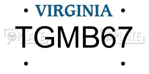 TGMB67 Virginia License Plate
