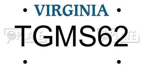 TGMS62 Virginia License Plate