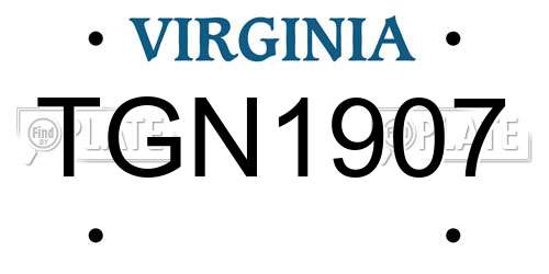 TGN1907 Virginia License Plate