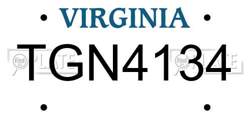 TGN4134 Virginia License Plate