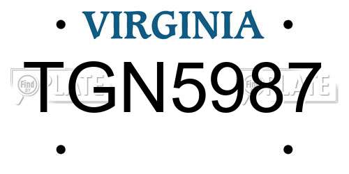 TGN5987 Virginia License Plate