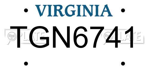 TGN6741 Virginia License Plate