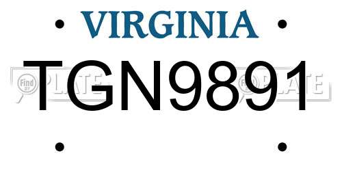 TGN9891 Virginia License Plate