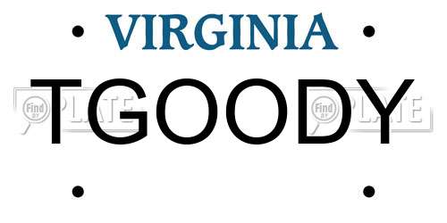 TGOODY Virginia License Plate