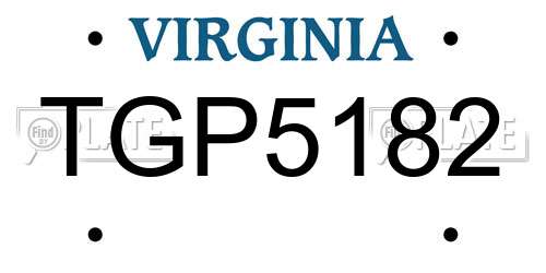 TGP5182 Virginia License Plate
