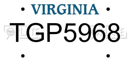 TGP5968 Virginia License Plate