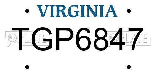 TGP6847 Virginia License Plate