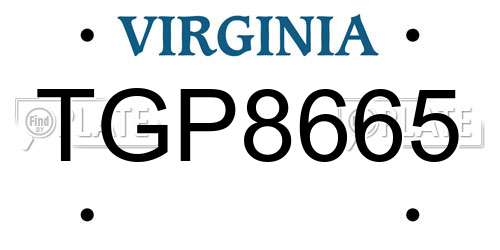 TGP8665 Virginia License Plate
