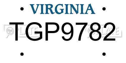TGP9782 Virginia License Plate