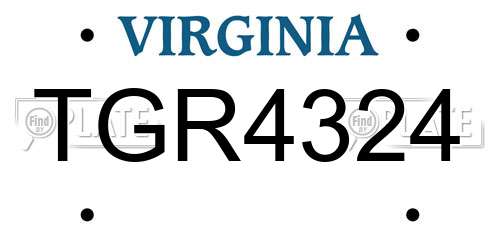 TGR4324 Virginia License Plate