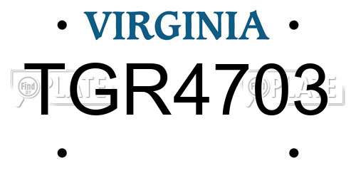 TGR4703 Virginia License Plate