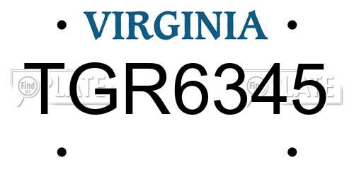 TGR6345 Virginia License Plate