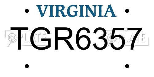 TGR6357 Virginia License Plate