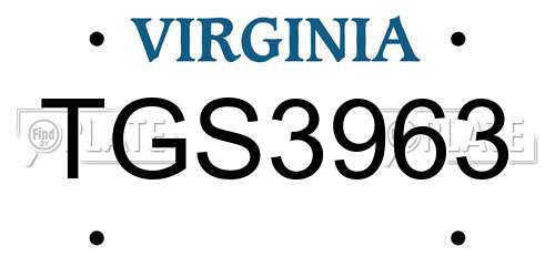 TGS3963 Virginia License Plate