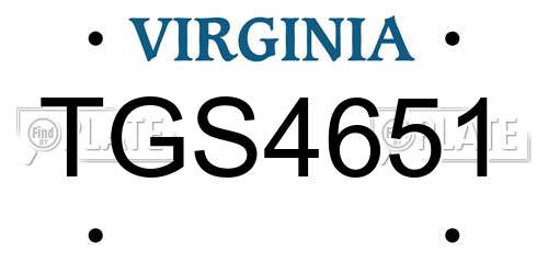 TGS4651 Virginia License Plate