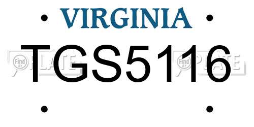 TGS5116 Virginia License Plate