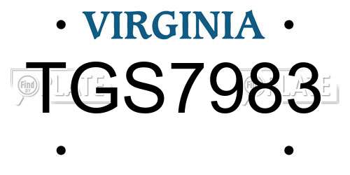 TGS7983 Virginia License Plate