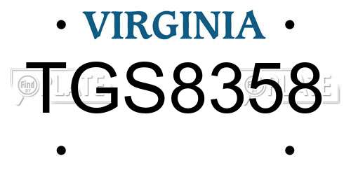 TGS8358 Virginia License Plate