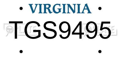 TGS9495 Virginia License Plate