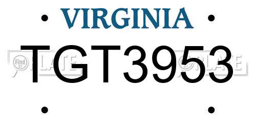 TGT3953 Virginia License Plate