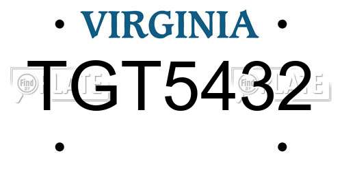 TGT5432 Virginia License Plate