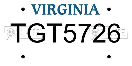 TGT5726 Virginia License Plate