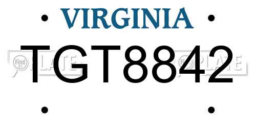 TGT8842 Virginia License Plate