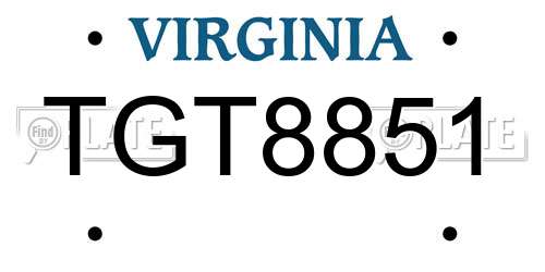 TGT8851 Virginia License Plate