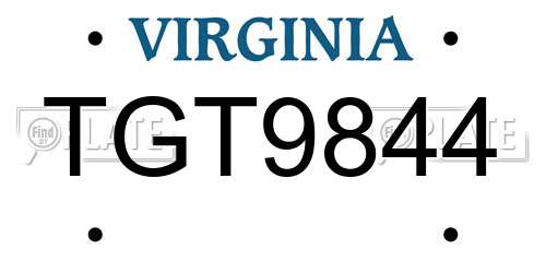 TGT9844 Virginia License Plate