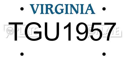 TGU1957 Virginia License Plate