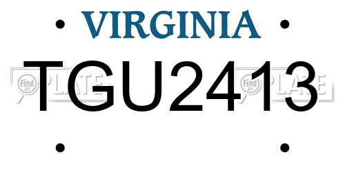 TGU2413 Virginia License Plate