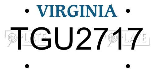 TGU2717 Virginia License Plate