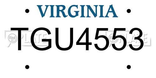 TGU4553 Virginia License Plate