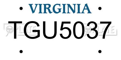 TGU5037 Virginia License Plate