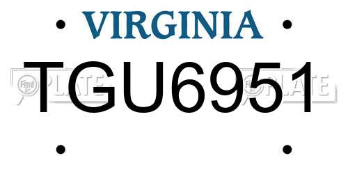 TGU6951 Virginia License Plate