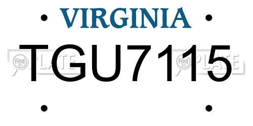 TGU7115 Virginia License Plate