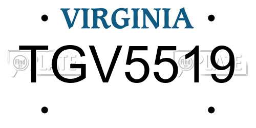 TGV5519 Virginia License Plate