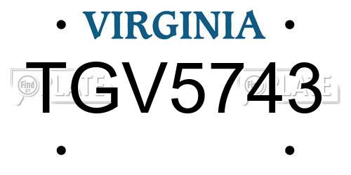 TGV5743 Virginia License Plate