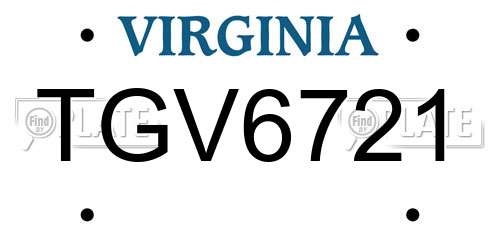 TGV6721 Virginia License Plate