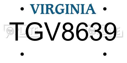 TGV8639 Virginia License Plate