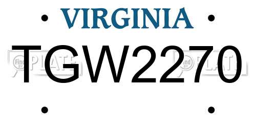 TGW2270 Virginia License Plate