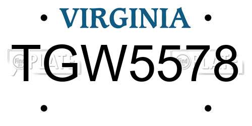 TGW5578 Virginia License Plate