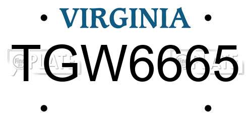 TGW6665 Virginia License Plate
