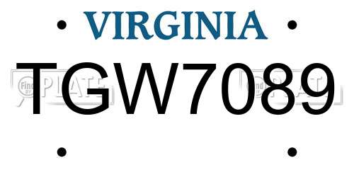 TGW7089 Virginia License Plate