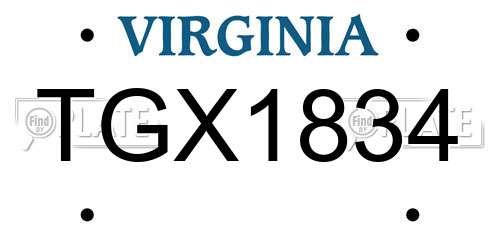 TGX1834 Virginia License Plate