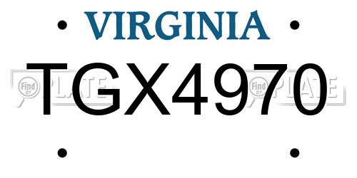 TGX4970 Virginia License Plate