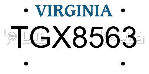 TGX8563 Virginia License Plate