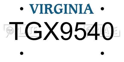 TGX9540 Virginia License Plate